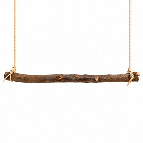 Posadero colgante de olivo natural para loros en fondo blanco